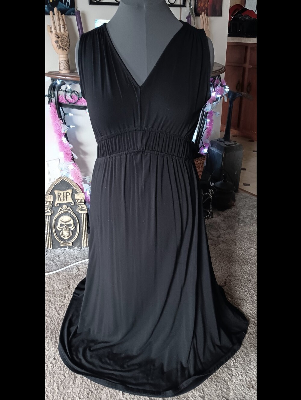 🖤 Joie Long Black Summer Dress Large Womens Maxi Ankle Stretch